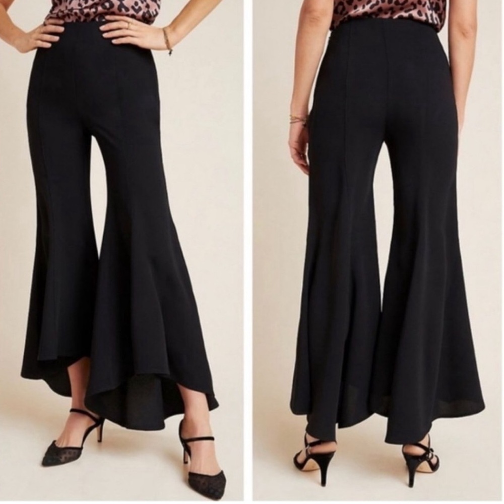 Hayden Black Asymmetrical Tulip Flare Lightweight Trouser Pants, Small